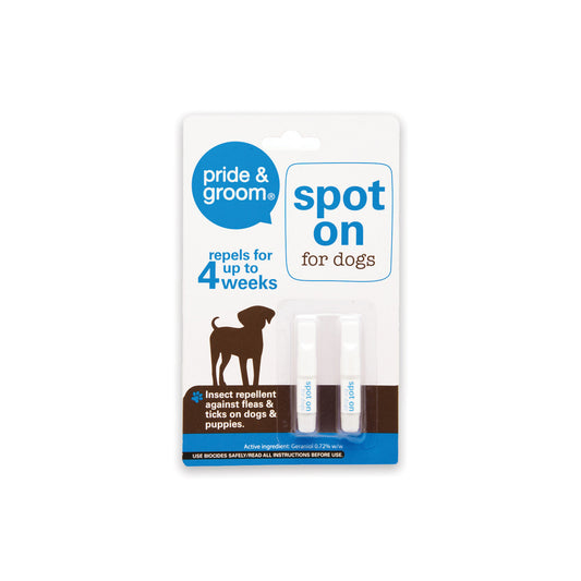 Pride & Groom Dog Flea Tick Repellent Spot On, Natural Protection, Pet-Safe Formula, Quick Application