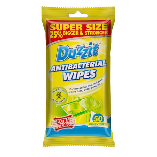 Jumbo Antibacterial Cleaning Wipes – 50 Extra-Strong Sheets