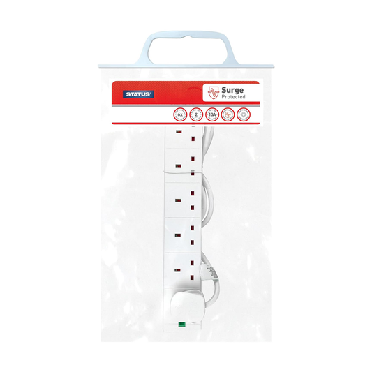 6-Way Extension Lead with Surge Protection – 2m Cable