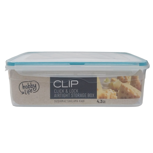 Hobby Life Clip Click & Lock Airtight Storage Box 4.3L Clear Food Container Stackable Organization Bin